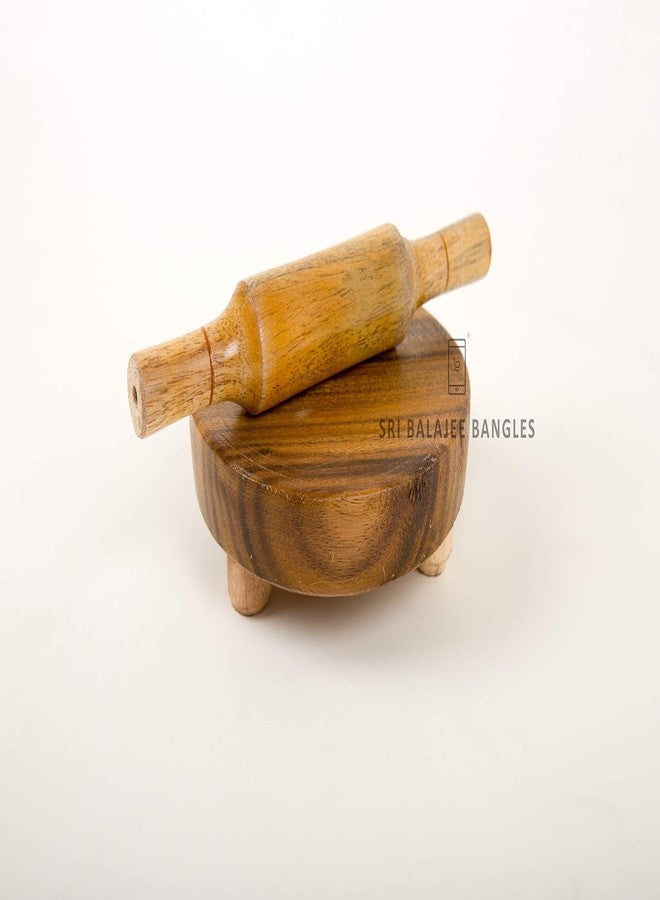 Sri Balajee Bangles Eco-Friendly Wooden Rural Kitchen Toy Play Set for Kids Girls (Multicolored) (Kids_Chakla_belan) - Image 4